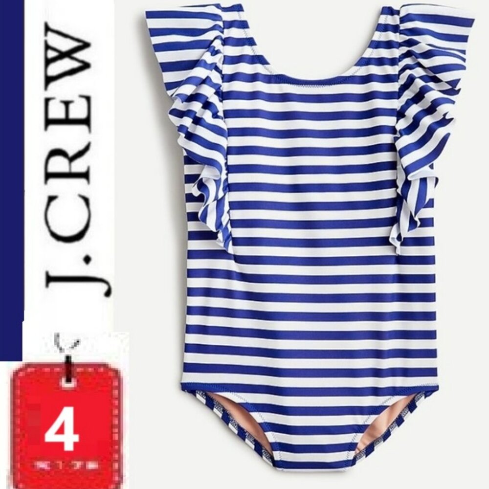 ⭐️ 5/$30 J. CREW size 4-5 blue striped swimsuit